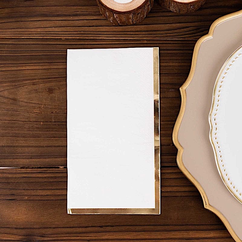 50 Premium Soft 2-Ply Dinner Napkins with Elegant Gold Foil Edge - Perfect for Weddings, Parties & Fine Dining Table Settings