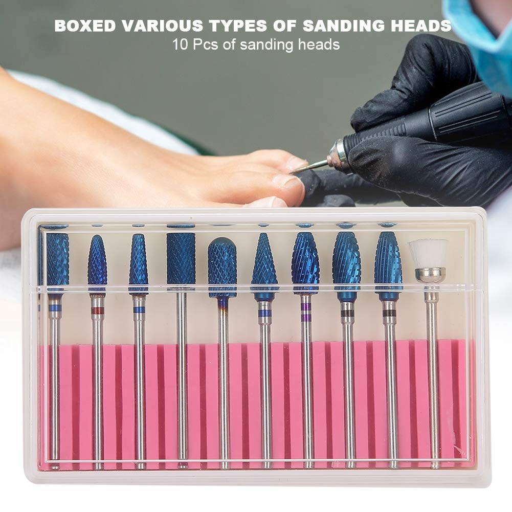 10Pcs Professional Nail Drill Bit Set for Manicure - Diamond Grinding Heads for Nail Art, Acrylic & Gel Polish - Perfect for Home Salon & Professional Nail Technicians (Use for Filing, Shaping & Smoothing Nails)