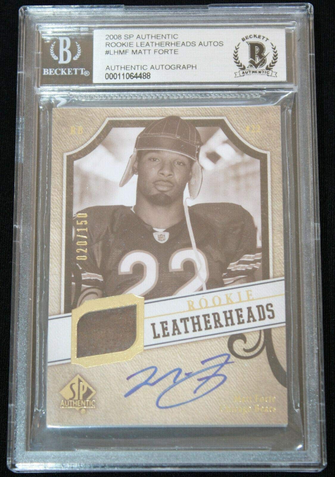 2008 Matt Forte SP Authentic RC Leatherheads Autograph #LHMF Beckett Graded Slabbed Football Card - Collectible Memorabilia for NFL Fans & Sports Card Enthusiasts