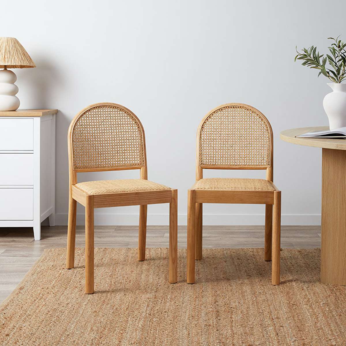 Mateo Dining Chair Set of 6 - Natural Wooden Chairs for Kitchen, Dining Room & Home Decor | Modern Farmhouse Style Seating