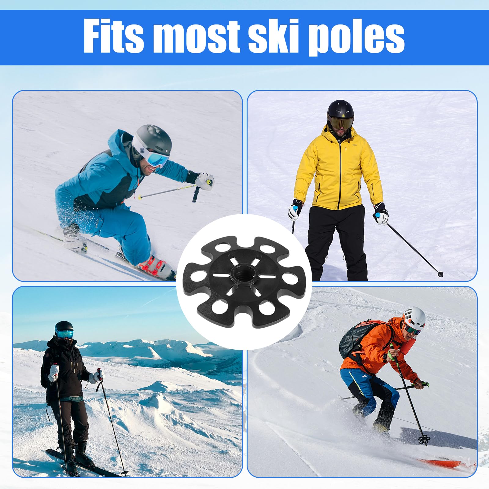 8pcs Snow Baskets for Trekking Poles - Hiking & Ski Replacement Tips