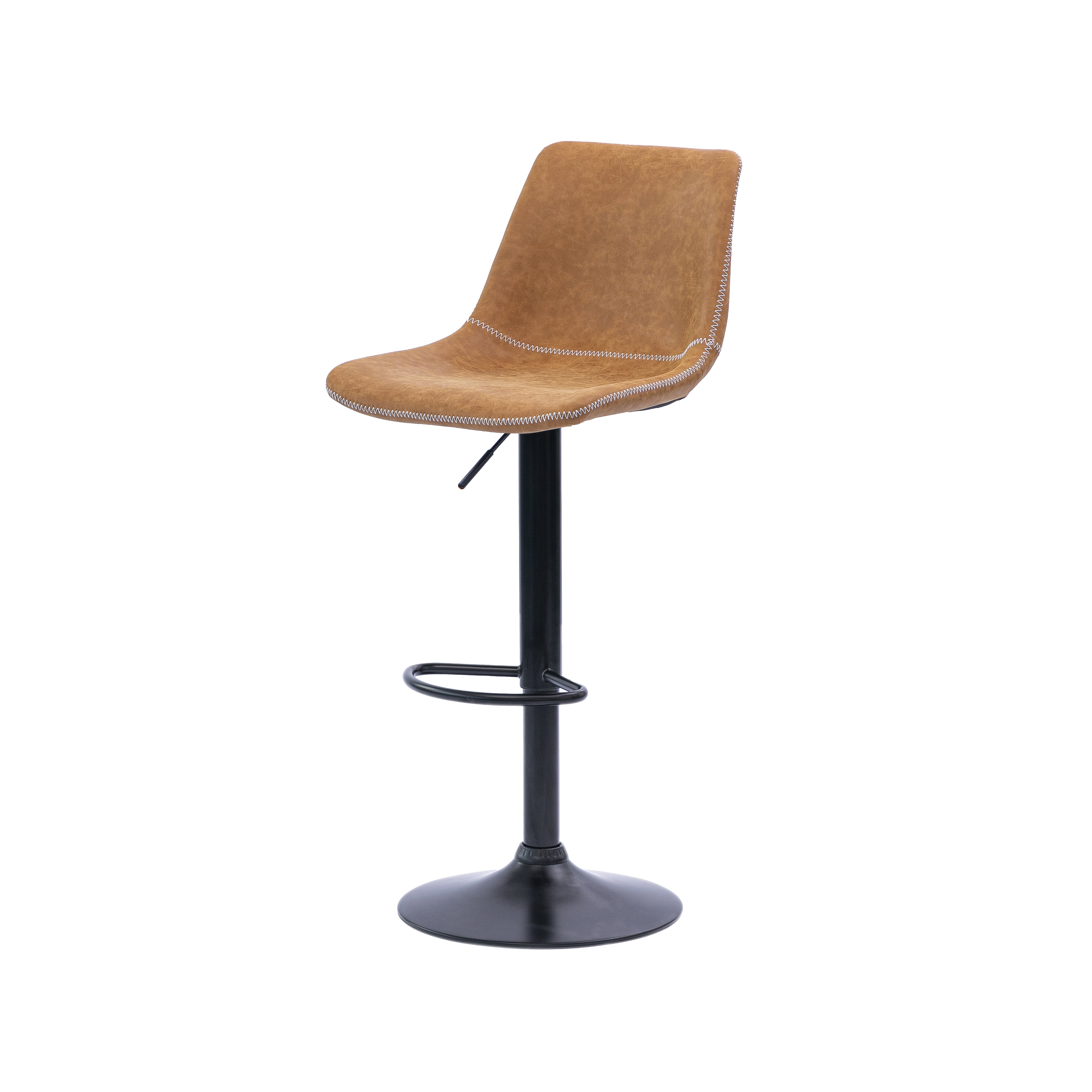 Urban Style Gary Bar Stools - Set of 2 Adjustable Height Black Metal Barstools with Tan PU Cushioned Seats | Perfect for Kitchen Islands, Home Bars & Breakfast Nooks