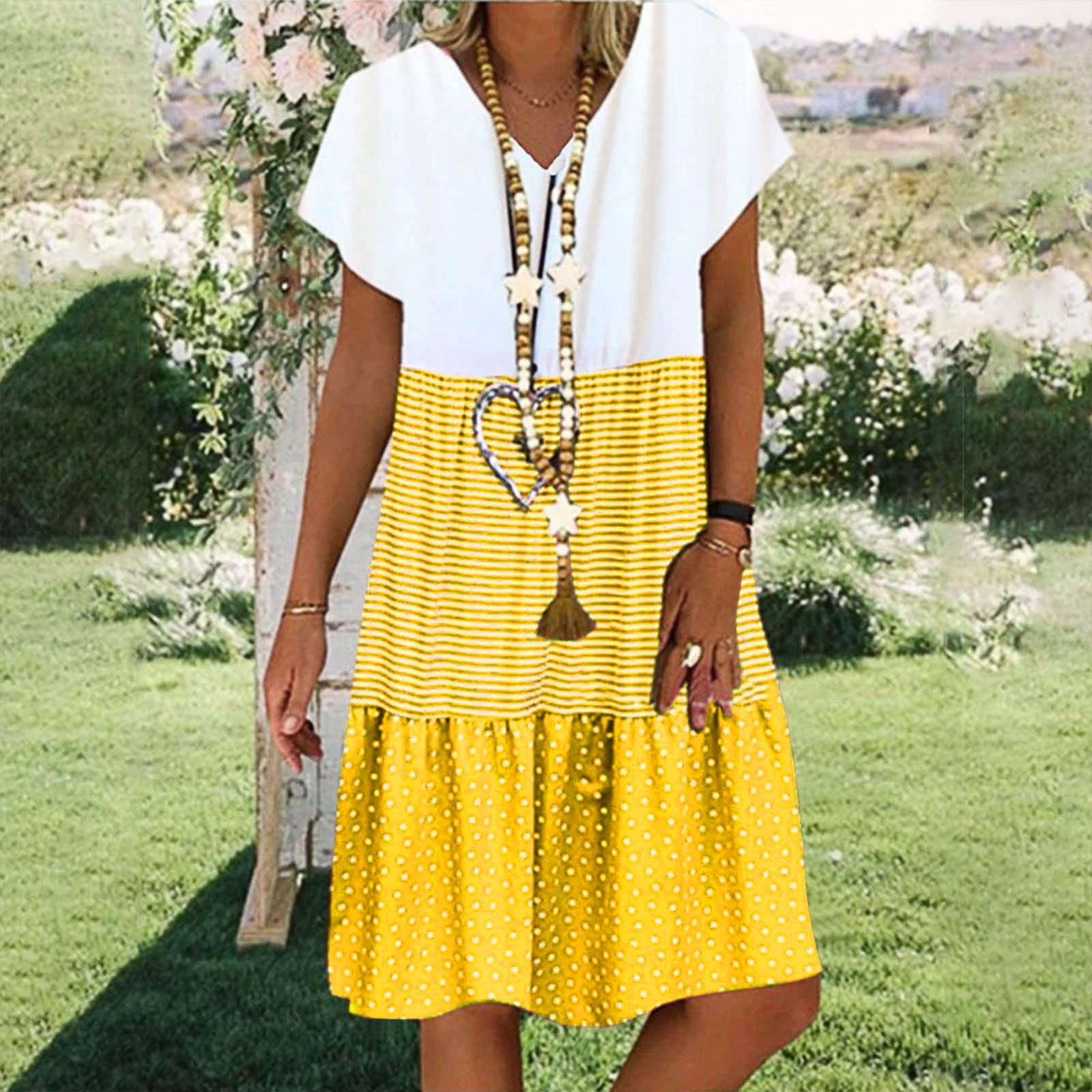 Women's Plus Size Casual Shirt Dresses 2024 | Short Sleeve Midi Boho Sun Dress for Summer, Beach & Vacation | Perfect for Outdoor Activities, Travel & Relaxing
