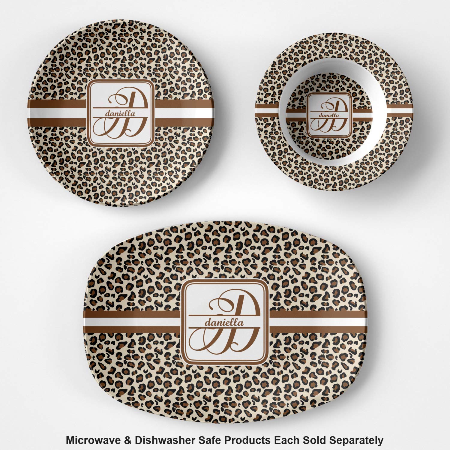 Personalized Leopard Print Plastic Bowl - BPA-Free Microwave Safe Dishware - Durable Composite Polymer Bowl for Home, Office & Outdoor Use