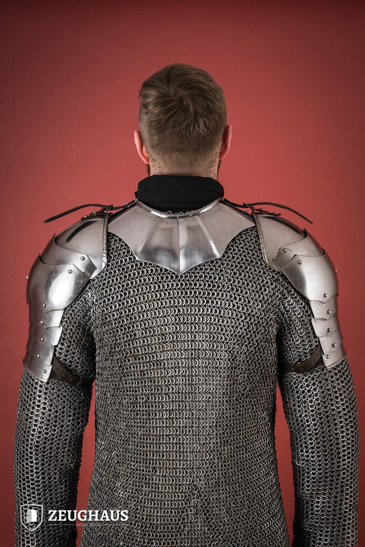Gothic Pauldrons - 1.6mm Polished Steel Shoulder Armor for LARP, Cosplay & Medieval Renaissance Fairs | Perfect for Costumes, Role Playing & Historical Reenactments