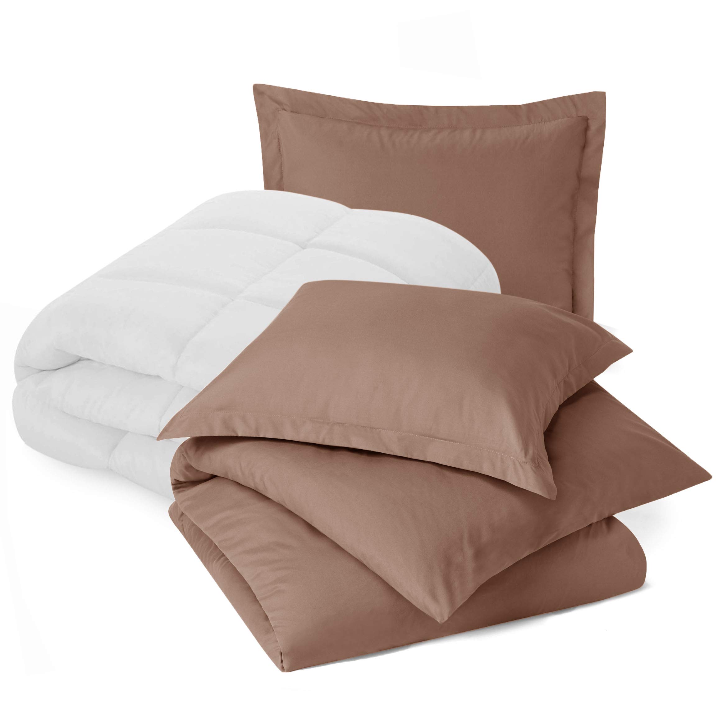 Premium Taupe Microfiber Queen Bedding Set - 7-Piece Comforter Set with Duvet Cover & Pillow Shams | Soft Luxury Bedroom Decor for Master Bedroom, Guest Room & Dorm | Hypoallergenic & Easy Care