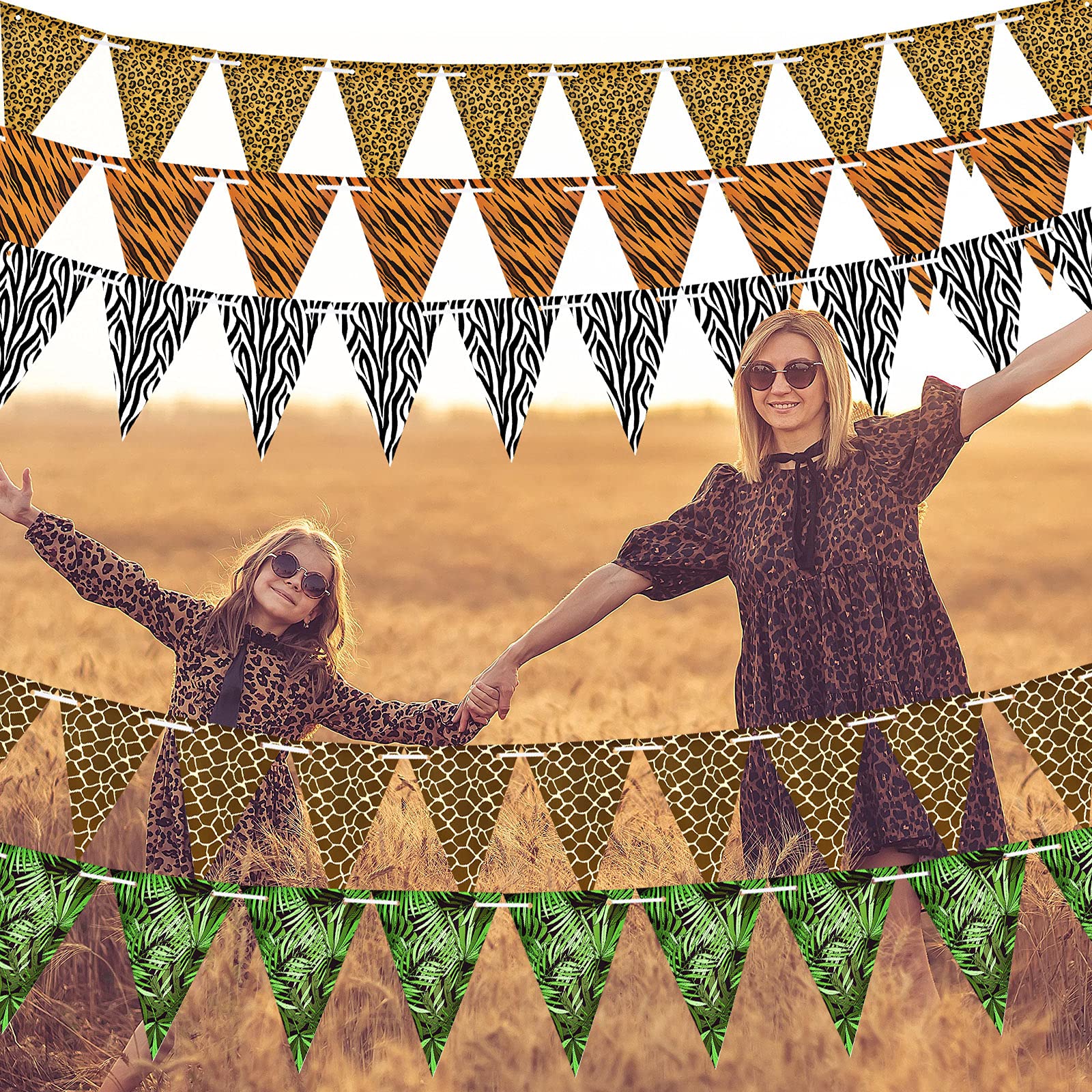 5-Piece Jungle Safari Wild Animal Print Banner Set - Animal Theme Party Decorations for Birthday, Baby Shower & Zoo Parties - Perfect for Jungle-Themed Events and Kids Room Decor