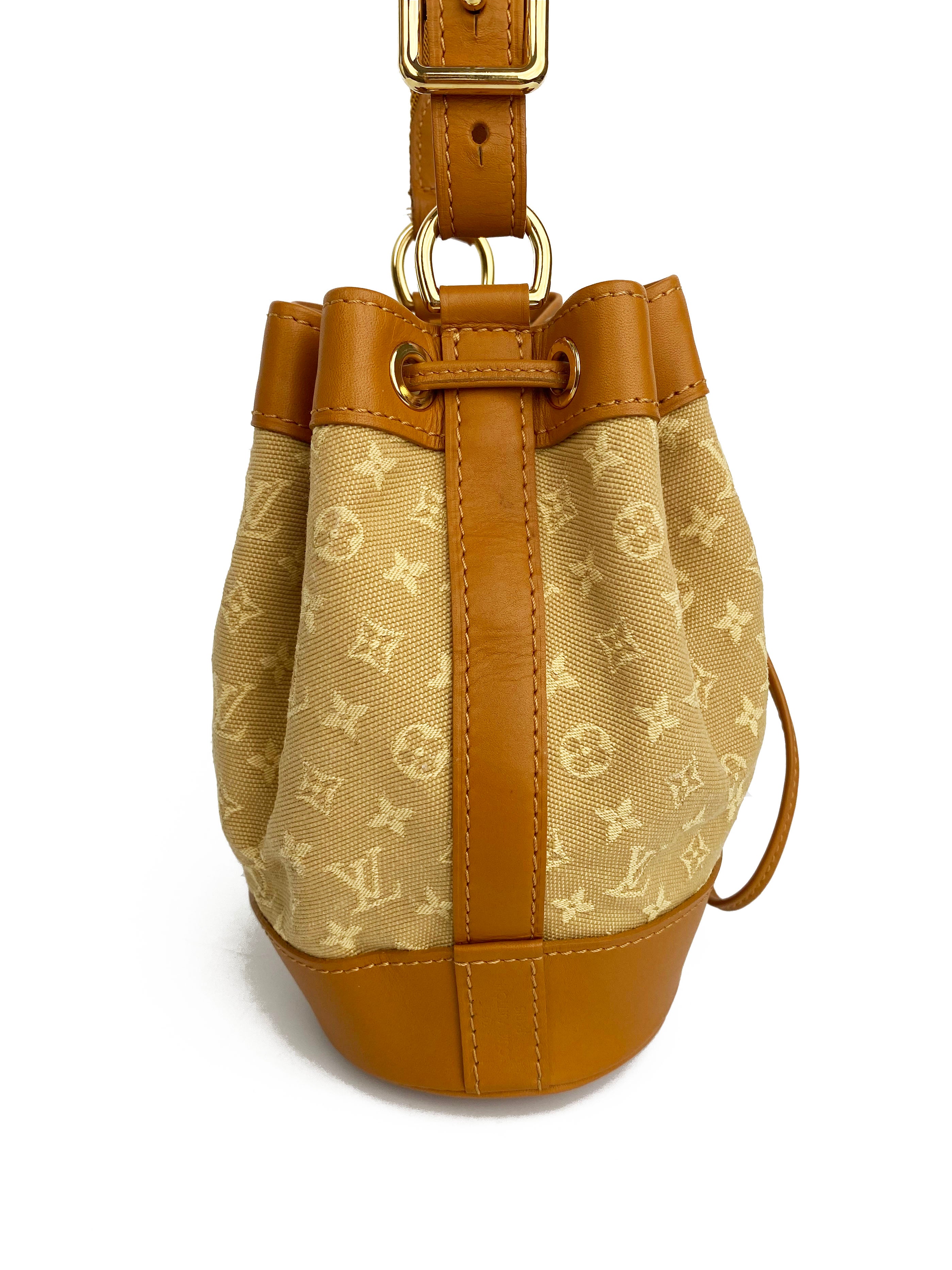 Authentic Louis Vuitton Mini Noelie Bucket Bag in Tan - Luxury Crossbody Handbag for Women, Perfect for Date Night & Travel Accessories