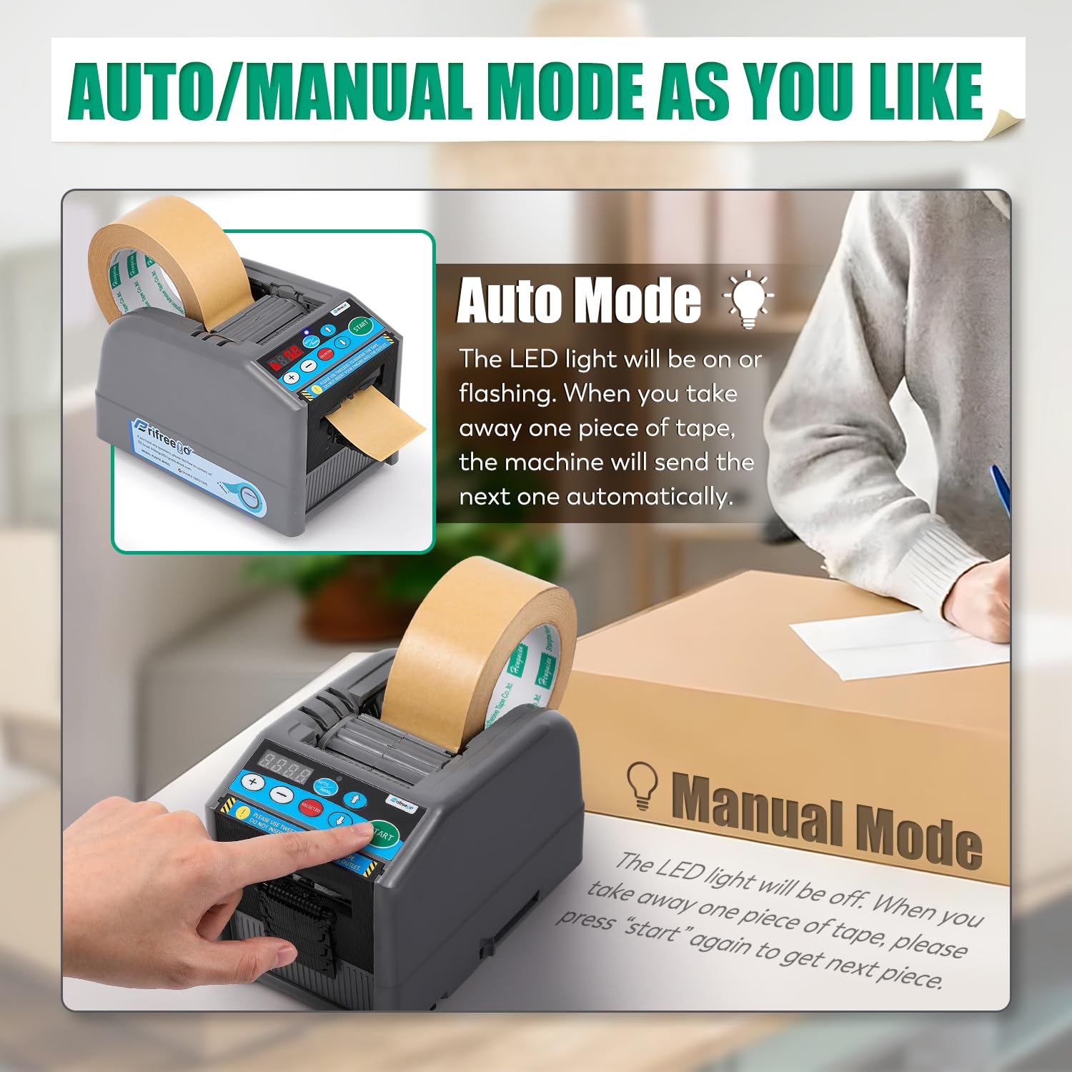 Electric Tape Dispenser & Cutter - Automatic/Manual Mode, 39