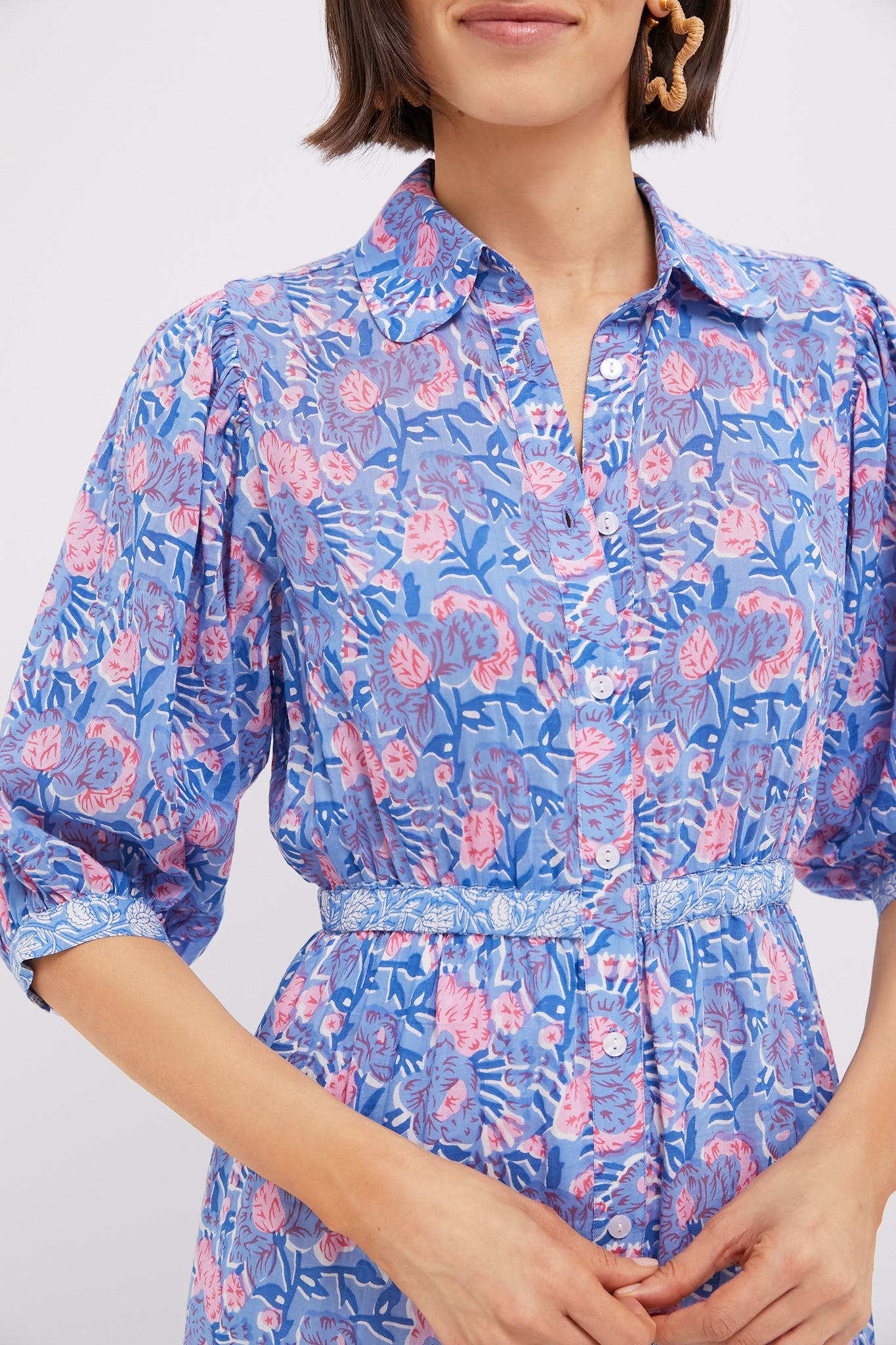 Blue and Pink Printed Blair Maxi Dress for Women - Flowy Summer Beach Dress, Boho Chic Party Outfit, Casual Daytime Wear