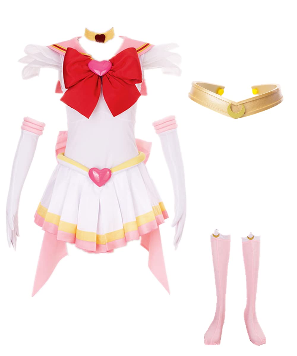 Anime SuperS Chibiusa Pink Cosplay Dress for Women - Halloween Costume & Party Outfit - Kawaii Sailor Moon Inspired Fashion