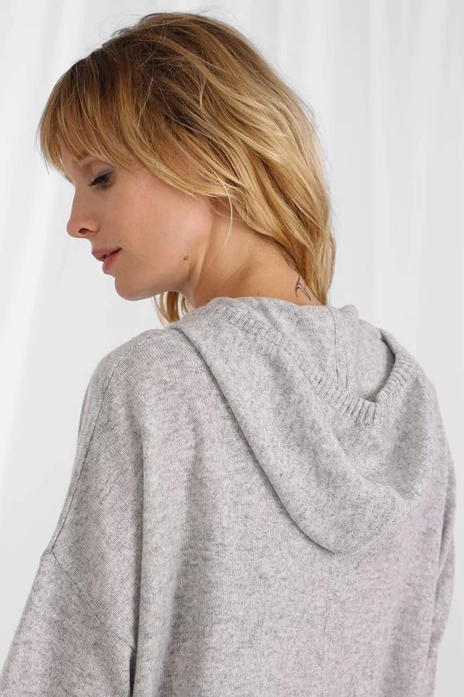 Minnie Rose Women's Oversized Cashmere Zip-Up Hoodie - Cozy Winter Sweatshirt for Casual Wear & Lounge