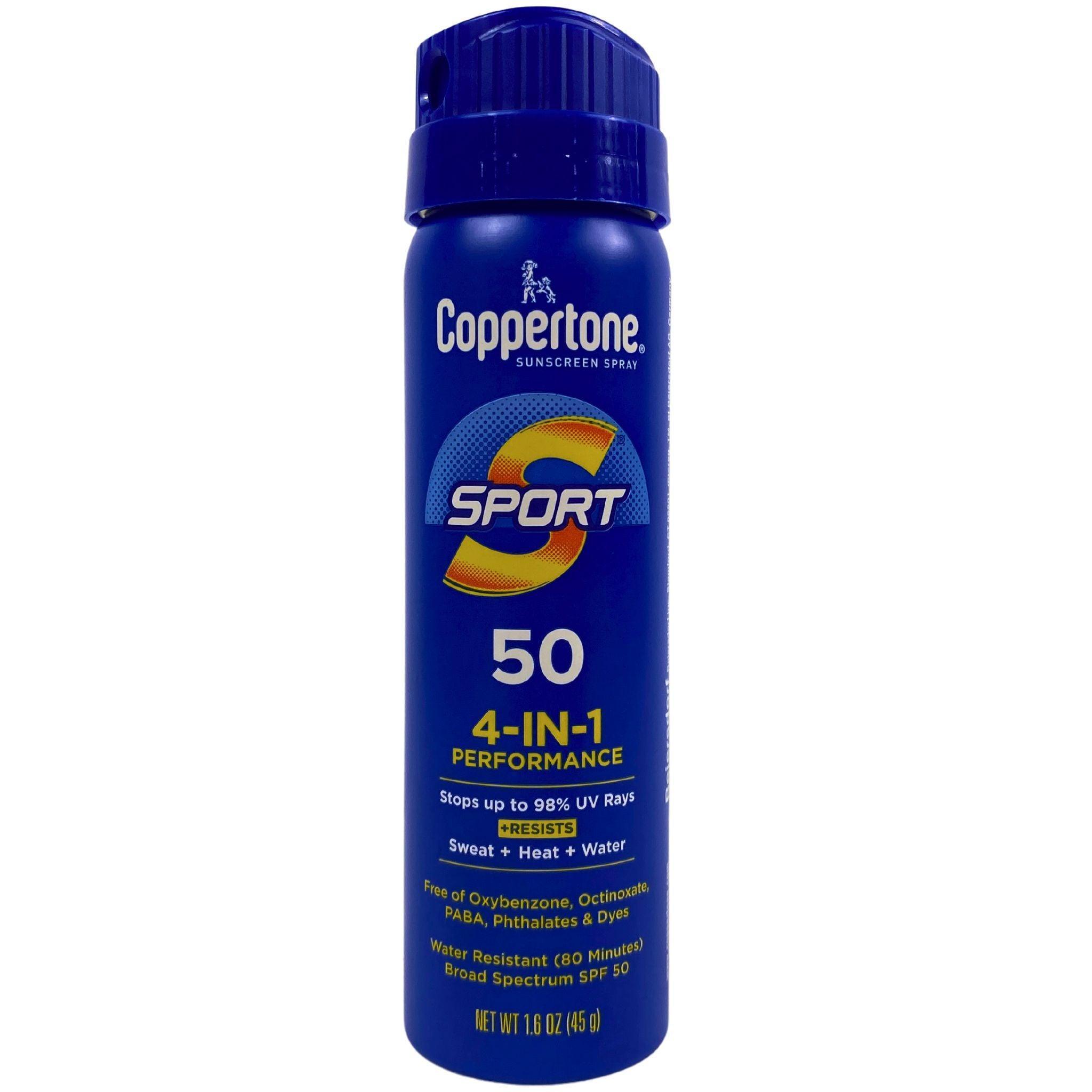 Coppertone SPF 50 Sunscreen Spray for Sports - 4-in-1 Performance Sun Protection, Water Resistant, UVA/UVB Protection (50 Pack Bulk) - Perfect for Outdoor Activities, Beach, Swimming & Sports