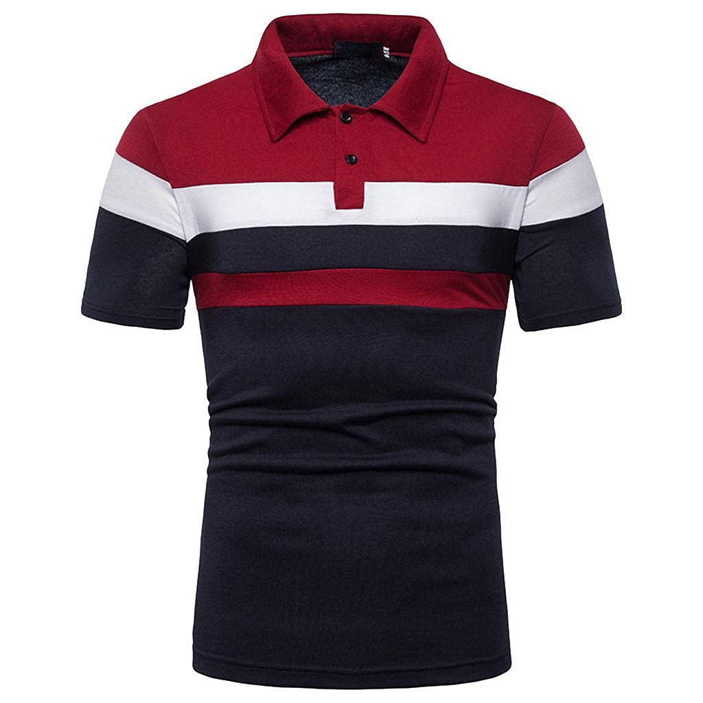 JUNGE 2021 Men's Long Sleeve Polo Shirt - Button Down Dress Shirt, Sport Henley & Patchwork Golf Top - Perfect for Office, Casual Wear & Outdoor Activities
