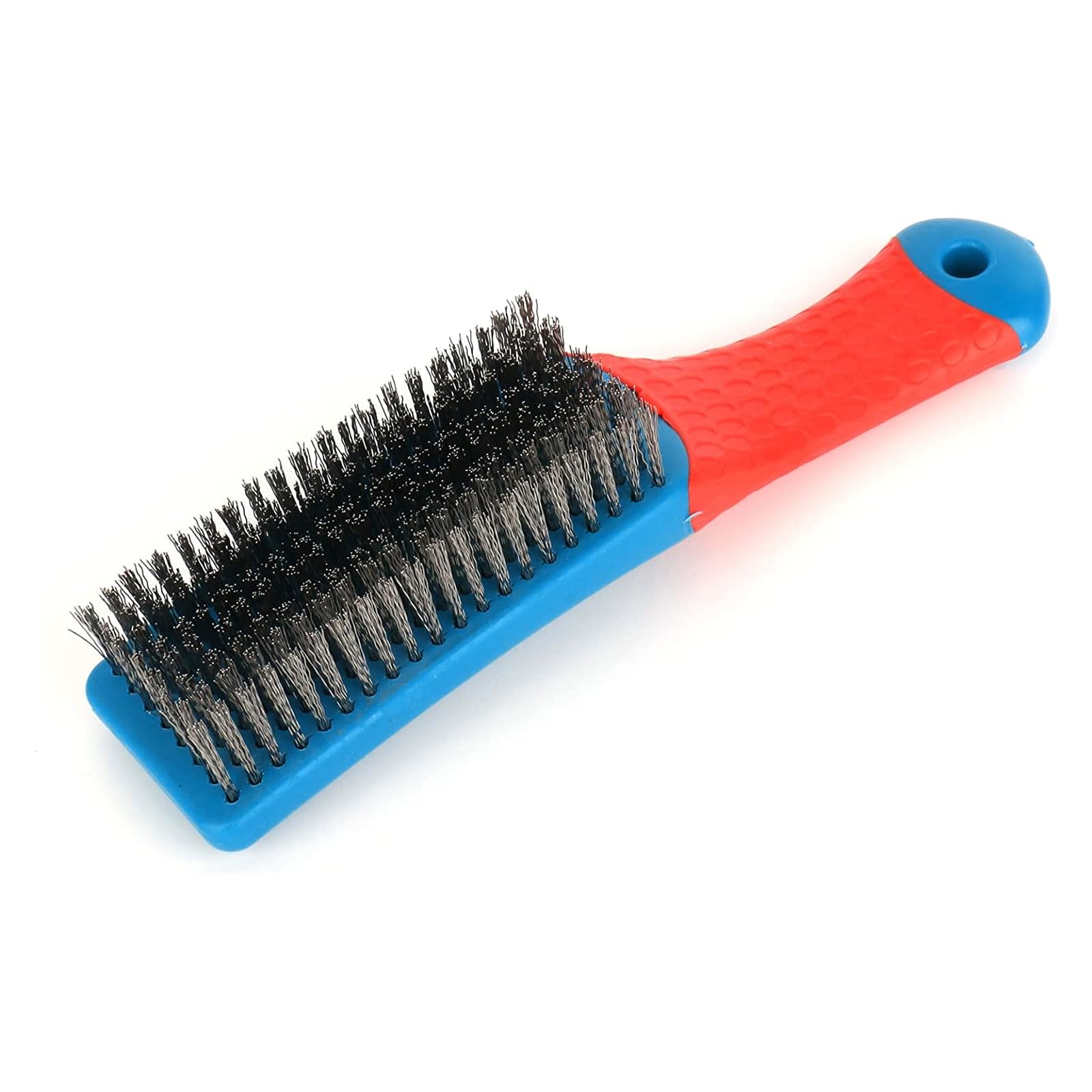 Heavy Duty Stainless Steel Wire Brush for Metal Rust & Paint Removal - Durable Rubber Grip Handle - Ideal for Auto Repair, Welding Cleanup & DIY Metalworking Projects
