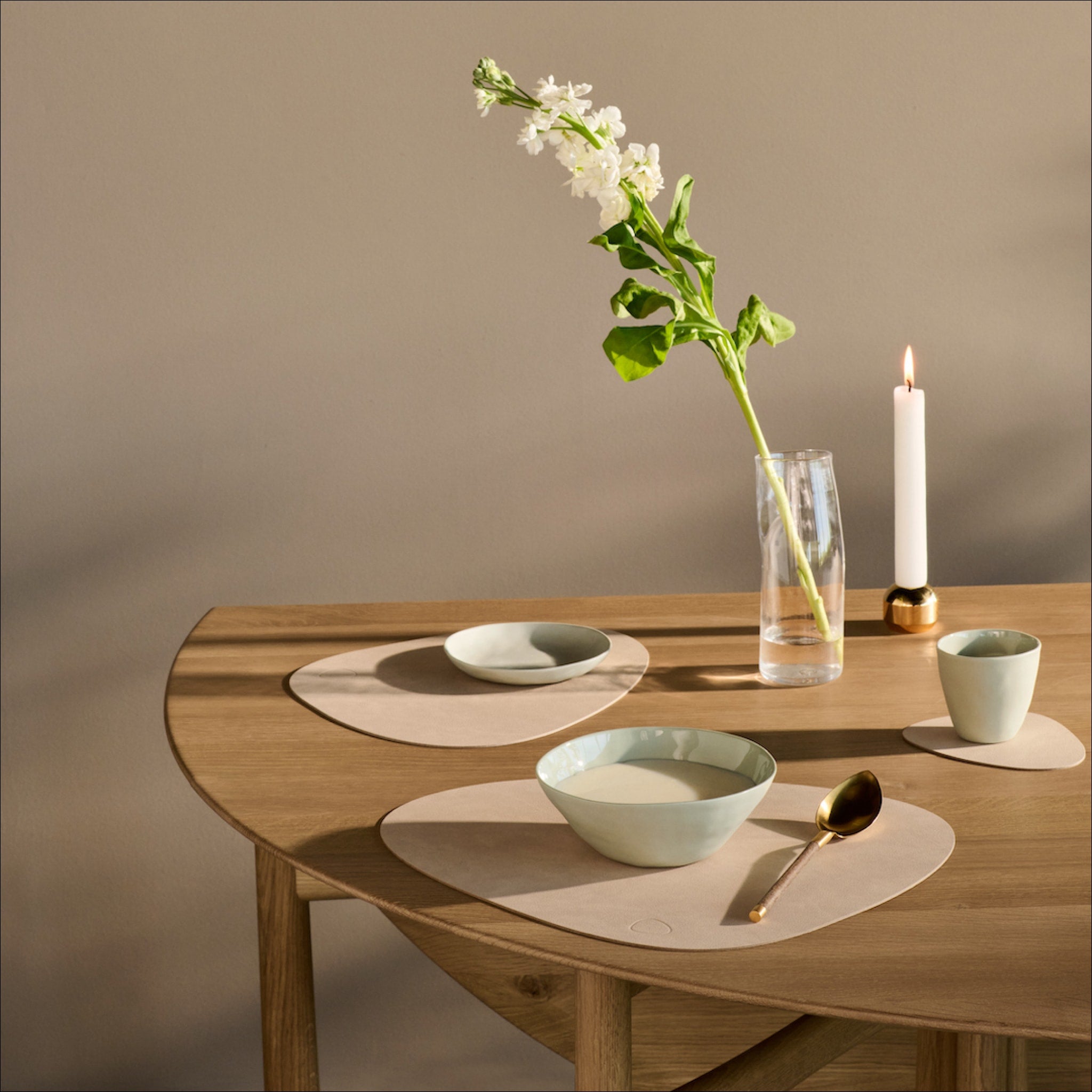 LIND DNA Nupo Curve Table Placemat Large, Sand Color - Stylish and Durable Placemat for Dining Tables, Kitchen Countertops, and Outdoor Entertaining