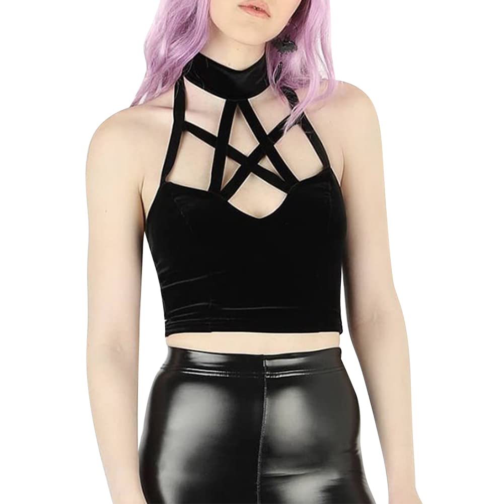 OBEEII Gothic Women's Vest - Sexy Vintage Lace/Velvet/Satin Crop Tank Top for Women & Girls | Gothic Cami, Y2K Fashion, Sizes S-L | Perfect for Concerts, Parties & Alternative Fashion Outfits