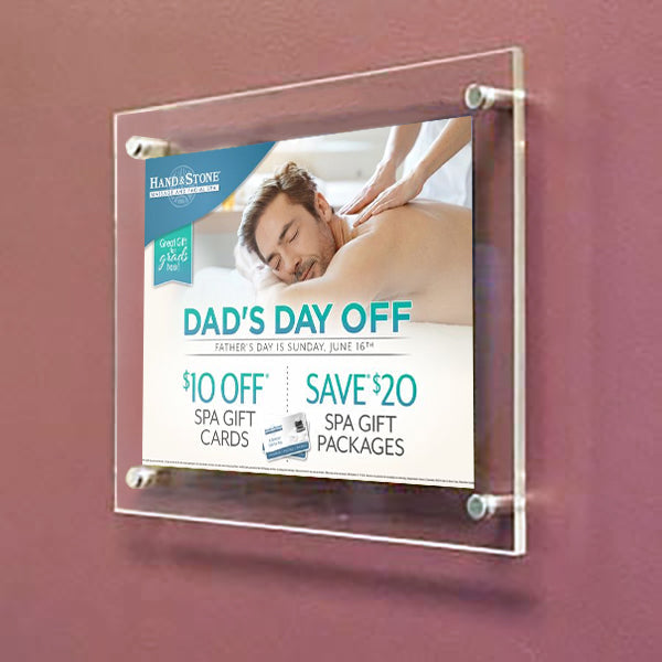 20 x 20 Inch Clear Acrylic Floating Wall Sign Holder with Standoff Hardware - Perfect for Retail Displays, Restaurant Menus, and Office Signage