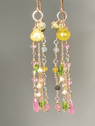 Canary Yellow Tourmaline Long Dangle Earrings in Rose Gold Fill - Elegant Statement Jewelry for Weddings & Evening Events