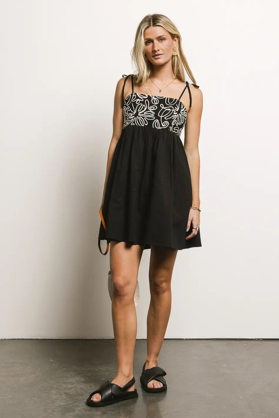Black Abstract Embroidered Mini Dress - Elegant Floral Design for Women | Perfect for Cocktail Parties, Date Nights & Summer Events