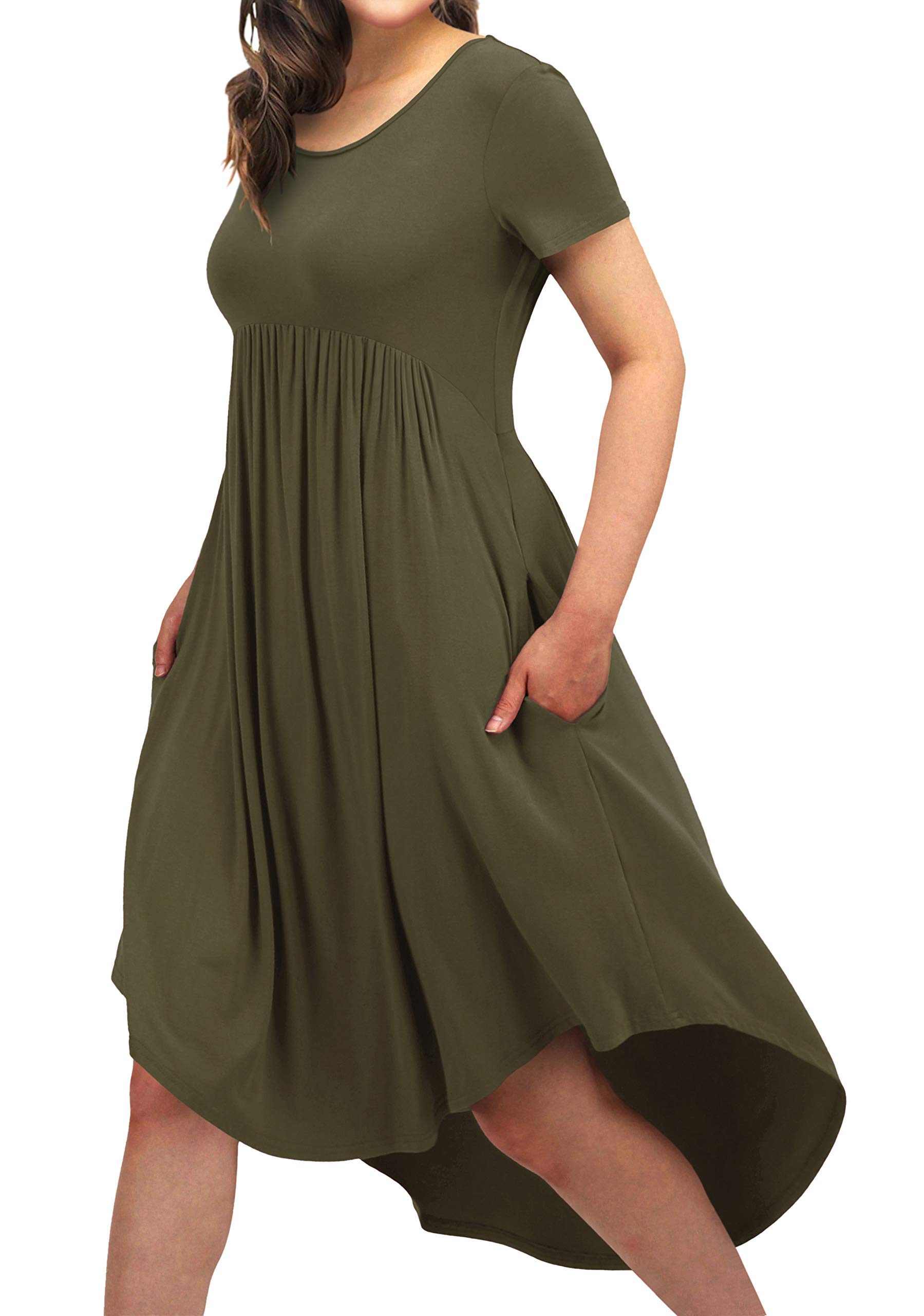 EASYDWELL Women's Casual Loose Comfortable Flowy T-Shirt Dress with Pockets - Perfect for Summer Outfits, Beach Wear, and Everyday Relaxation