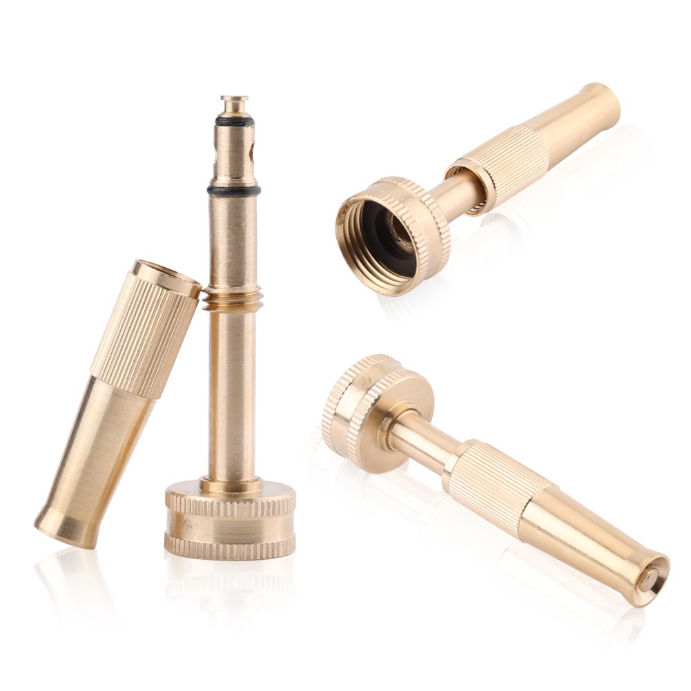 Heavy Duty Brass Garden Hose Spray Nozzle - Adjustable High Pressure Water Spray Gun for Yard, Lawn, and Car Washing | Perfect for Gardening, Cleaning, and Outdoor Watering Tasks