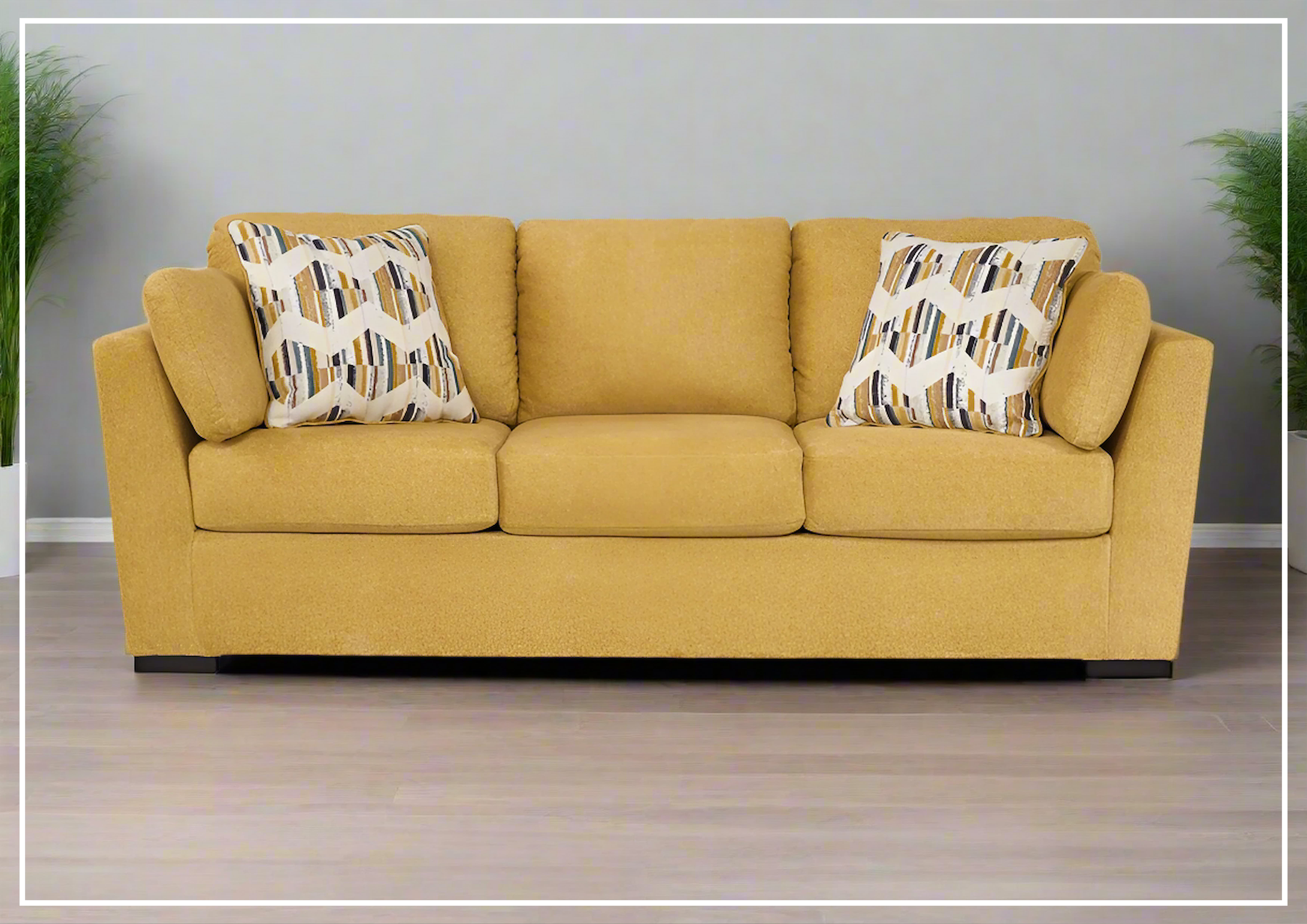 Gio Italia Valeria 3-Seater Fabric Sofa in Sunflower Yellow & Teal Blue - Modern Living Room Furniture for Small Spaces & Apartments