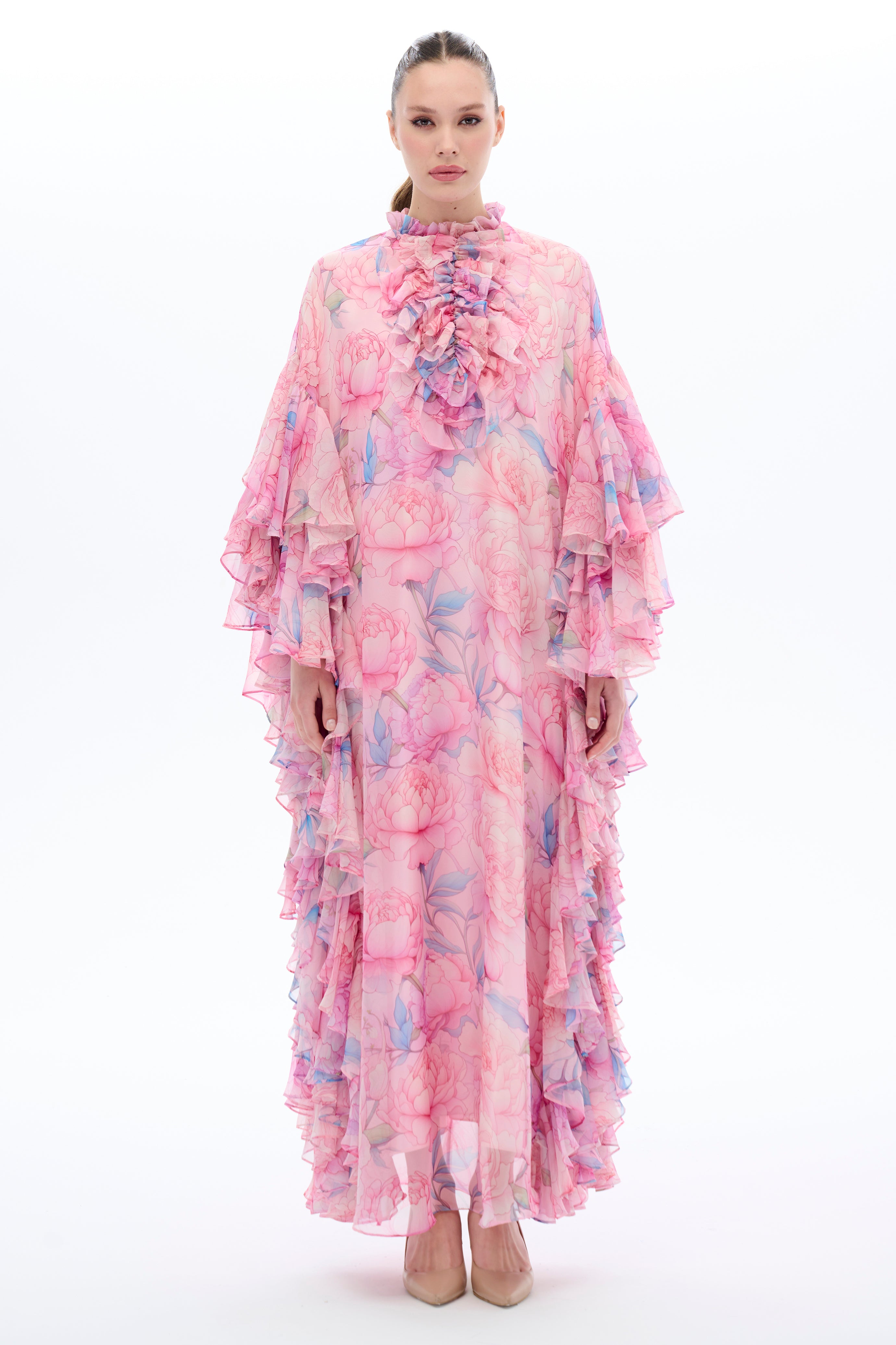Floral Embroidered Caftan Dress for Women - Boho Chic Beach Cover Up, Poolside Lounge & Summer Vacation Outfit