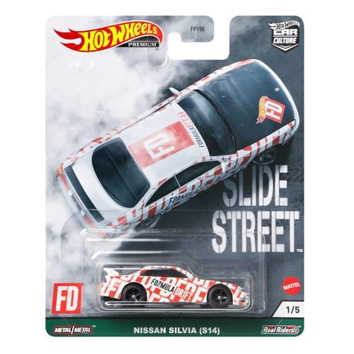 Hot Wheels Premium Car Culture Slide Street Slidewayz 5-Piece Diecast Car Set - Collectible Toy Cars for Kids & Adults - Perfect for Display, Play & Gifting