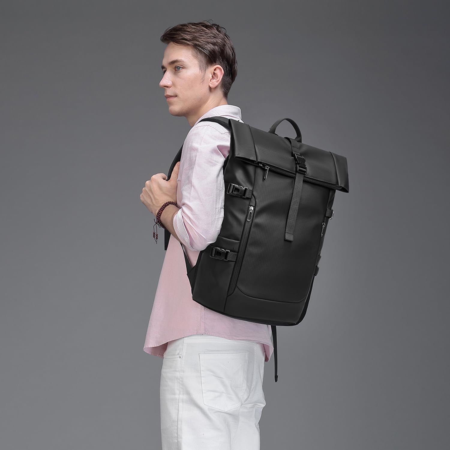 Expandable Roll Top Laptop Backpack for Men & Women - Water-Resistant 15.6 Inch Computer Backpack with Large 26-33L Capacity, Adjustable Commuter Rucksack for Work, Business & College - Perfect for Daily Commute, Office Use & Campus Life