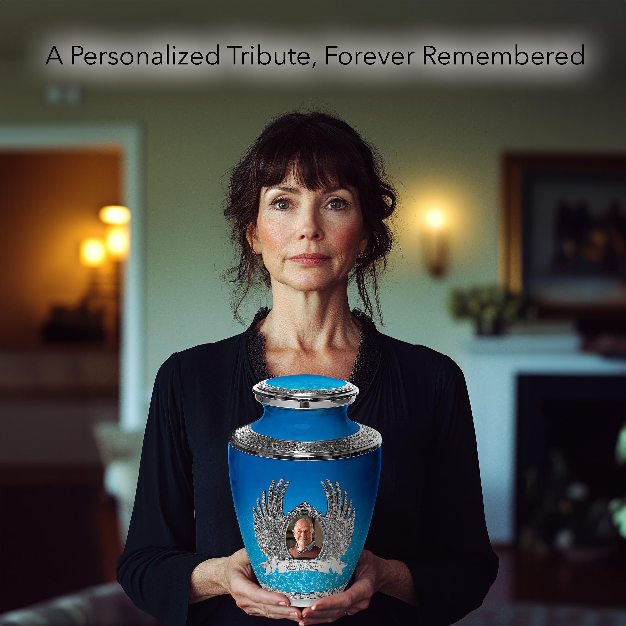 Extra Large Ocean Tranquility Cremation Urn for Adult Male Ashes - Personalized Handcrafted Decorative Urn for Human Ashes - Perfect for Memorial Services, Home Display & Honoring Loved Ones