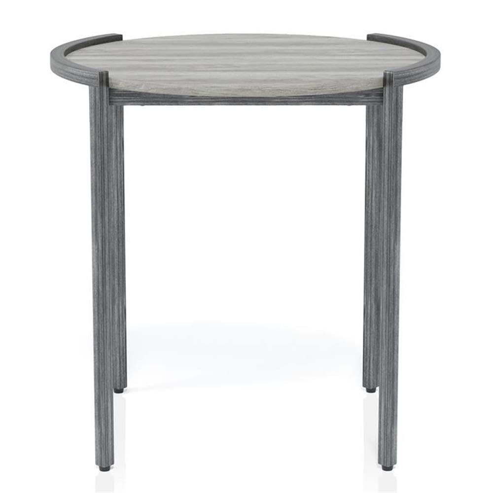 Furniture of America Mordicai Metal Round End Table - Light Gray Finish | Modern Side Table for Living Room, Bedroom, or Office