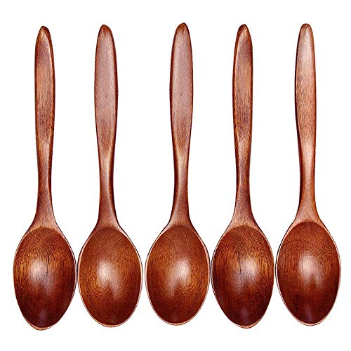 5-Piece Wooden Kitchen Utensil Set - Soup Spoon, Teaspoon, Catering Tools for Cooking, Dining & Bar | Perfect for Home Kitchens, Restaurants, and Outdoor Catering