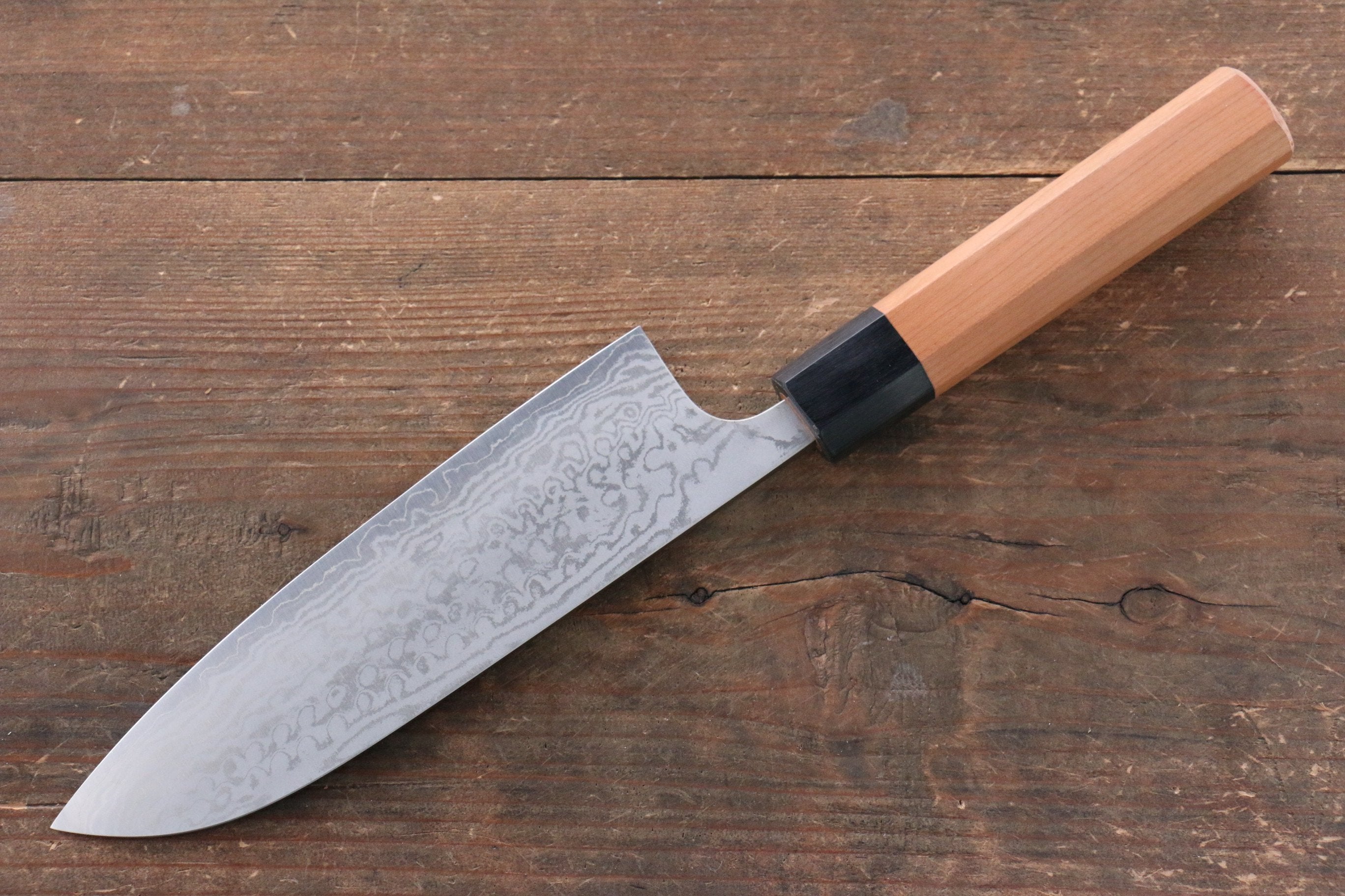 VG10 Damascus Steel Santoku Knife 170mm - Cherry Blossom Wood Handle Japanese Kitchen Knife for Slicing, Dicing & Chopping Vegetables, Meat & Fish - Perfect for Home Chefs & Professional Cooking