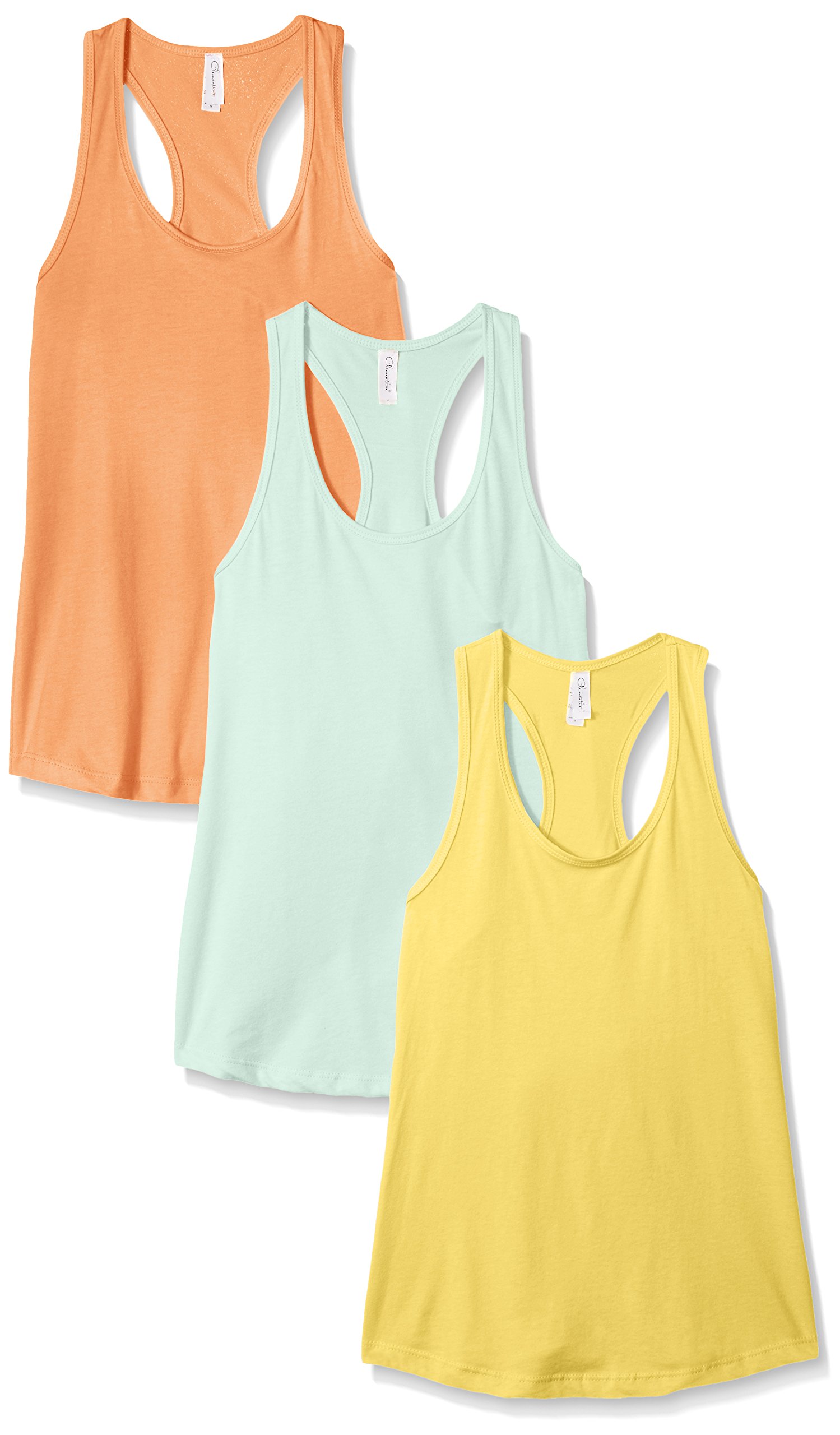 Clementine Apparel Women's Racerback Tank Tops - 3 Pack Breathable Workout Tops for Running, Gym & Yoga | Perfect for Fitness, Sports & Summer Activities