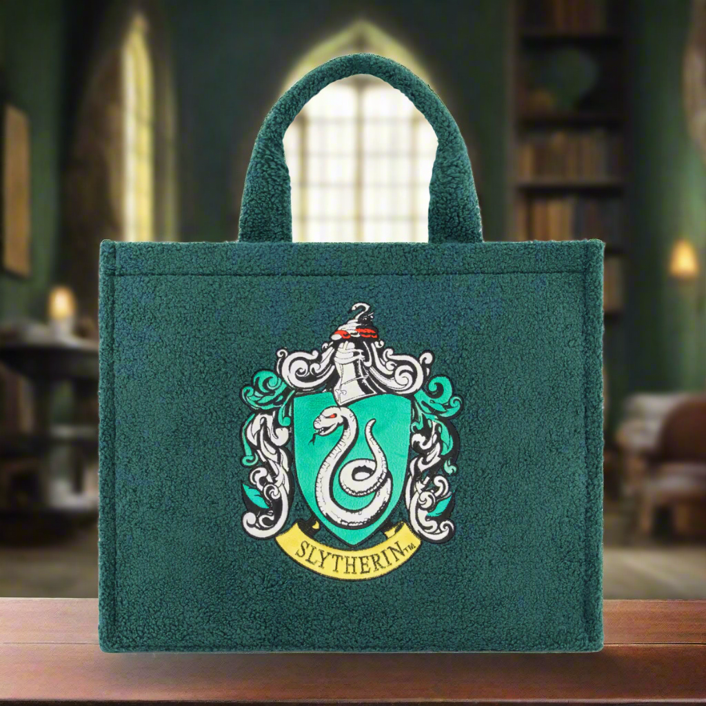 Harry Potter Slytherin House Crest Tote Bag with Adjustable Trolley Strap - Stylish Bookstore Shopping & Travel Accessory for Wizarding World Fans