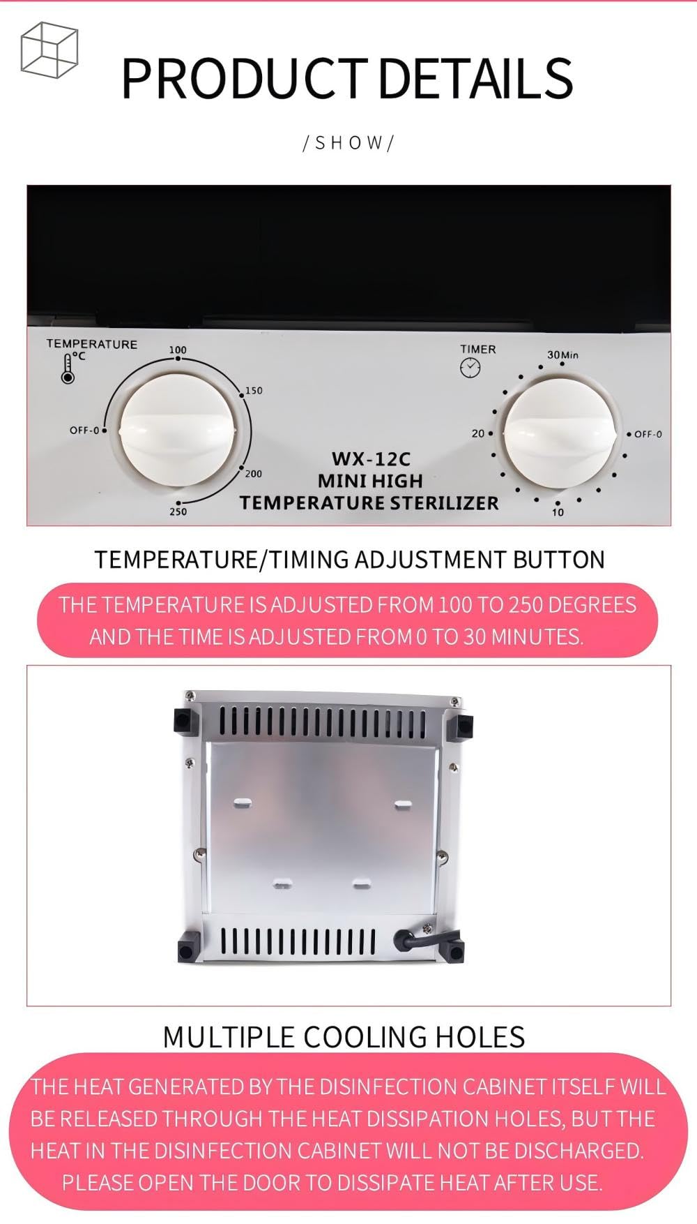 WINB 110V Nail Tool Sterilizer - 12L High-Temperature UV Sanitizer with Digital Timer & Temperature Control - Stainless Steel Tray for Nail Salon Equipment - Perfect for Disinfecting Tweezers, Clippers & Manicure Tools