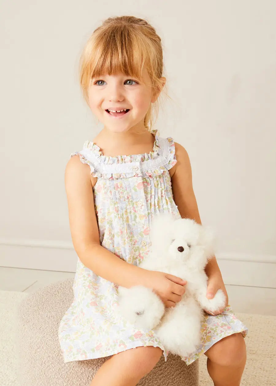 Clara Floral Frill Trim Night Dress for Girls - Soft Cotton Sleepwear in Green (18 Months to 10 Years) | Perfect for Bedtime, Loungewear & Special Occasions