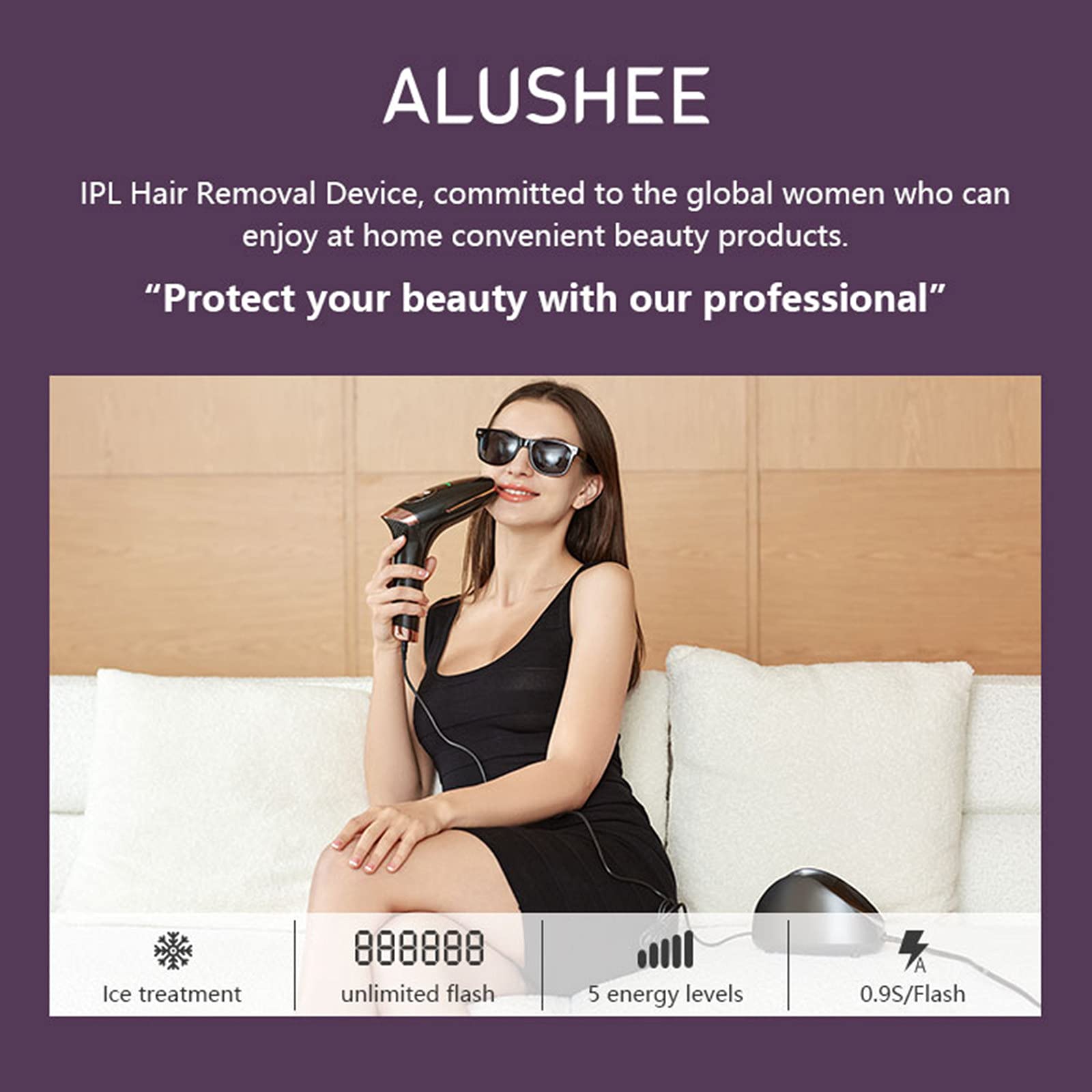 Professional IPL Hair Removal Device for Women & Men - Painless Permanent Hair Remover for Face, Body, Bikini Line - Skin Rejuvenation System with Ice Cooling Technology - At-Home Beauty Salon Treatment for Smooth Skin