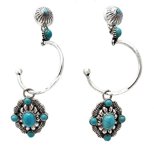 Authentic Western Turquoise Concho Post Earrings | Navajo Style Handmade Jewelry for Women | Perfect for Boho, Festival & Southwest Fashion
