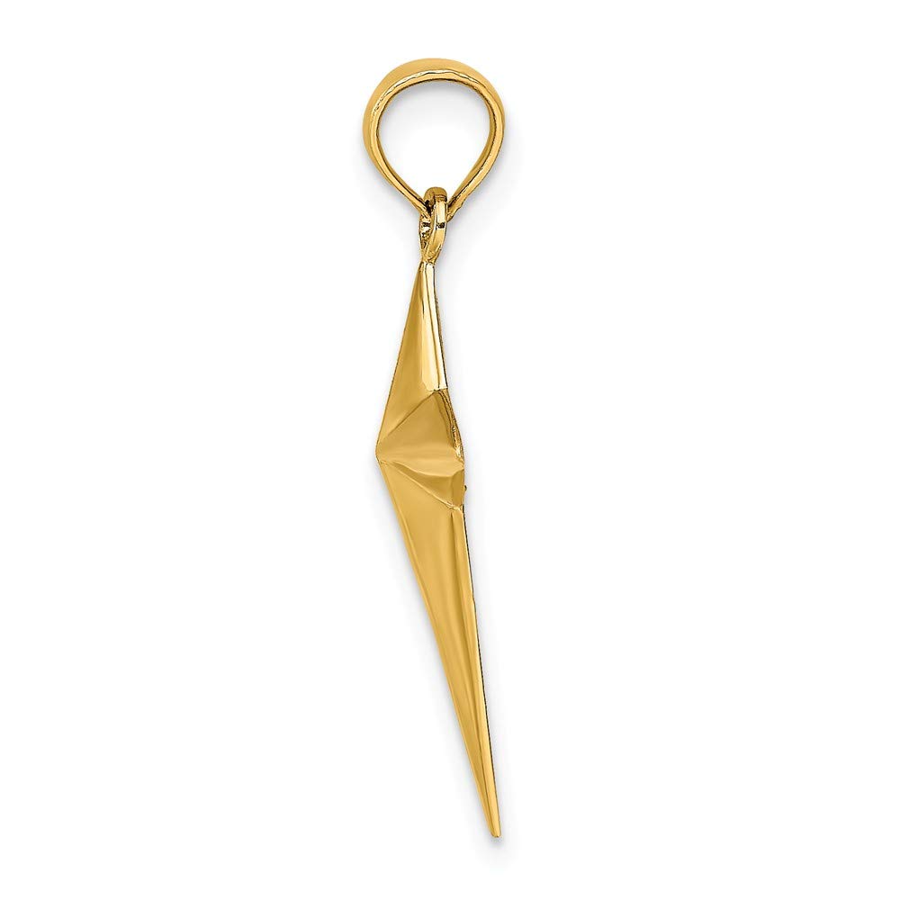 14K Yellow Gold Triangle Tipped Cross Pendant - High Polish 2D Design for Women's Jewelry, Perfect for Gifts, Everyday Wear & Special Occasions
