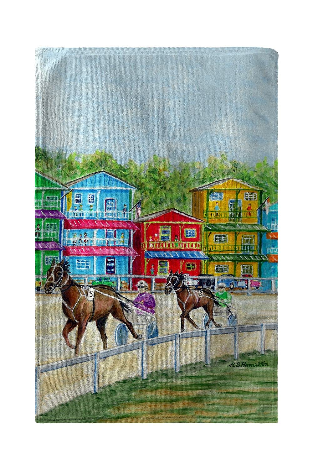 Betsy Drake Harness Race Beach Towel - Soft, Absorbent, Quick-Dry - Perfect for Pool, Beach, Gym & Outdoor Activities
