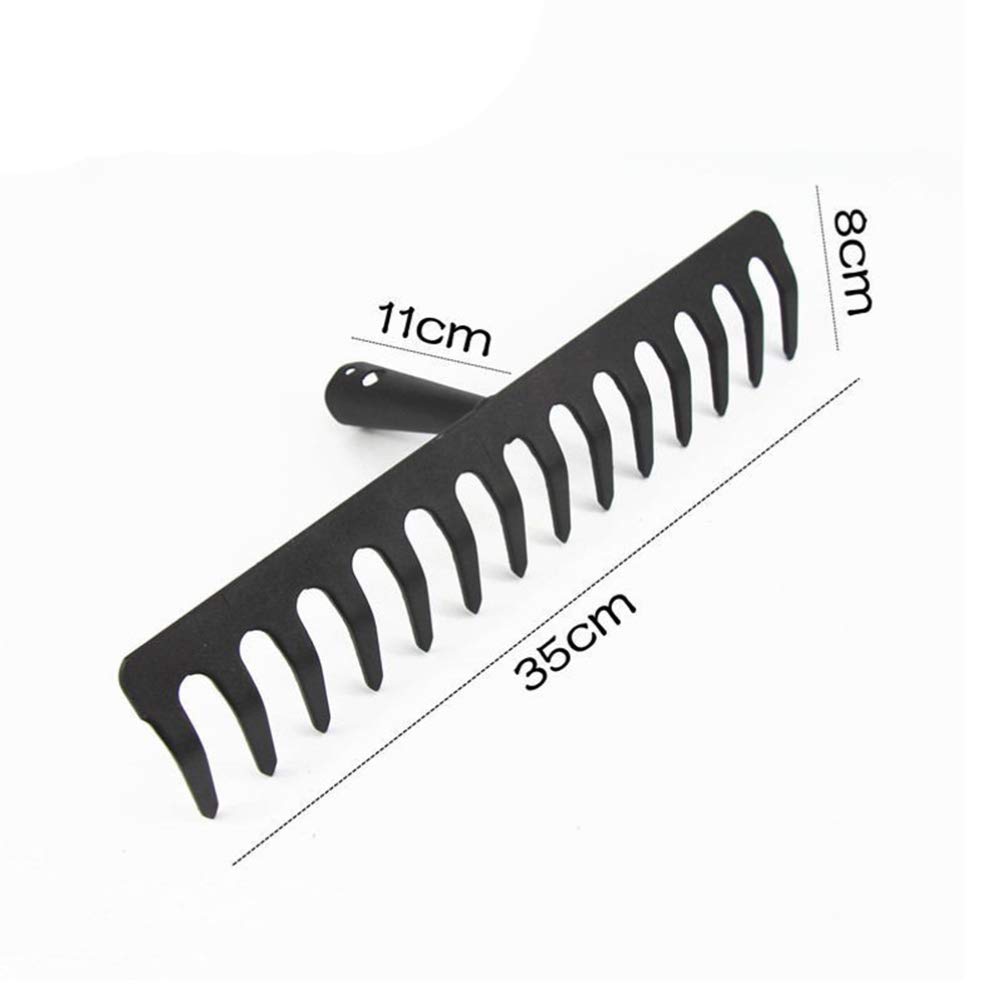 DOITOOL Heavy Duty Metal Garden Rake - 16 Inch Wide Head with 14 Tines for Efficient Yard Cleaning, Leaf Raking, and Soil Cultivation - Perfect for Lawn Care, Gardening, and Landscaping Projects