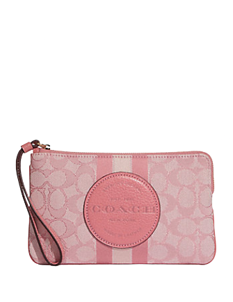 Coach Dempsey Large Corner Zip Wristlet - Signature Jacquard with Stripe & Patch | Crossbody Wallet for Women | Perfect for Travel, Shopping & Everyday Use