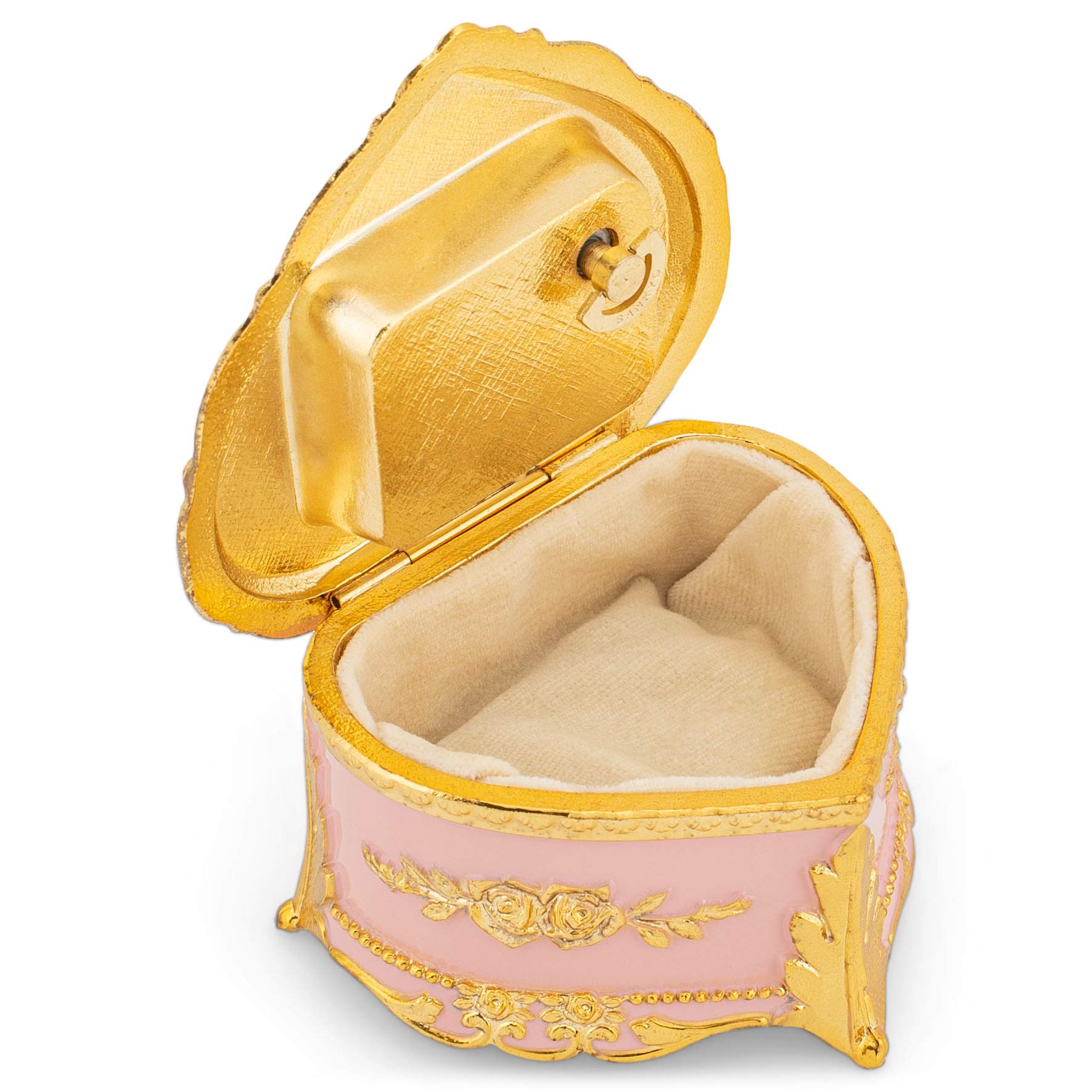 Elegant Pink Floral Heart-Shaped Music Jewelry Box - Plays Bolero Melody | Perfect Gift for Valentine's Day, Anniversary & Romantic Occasions