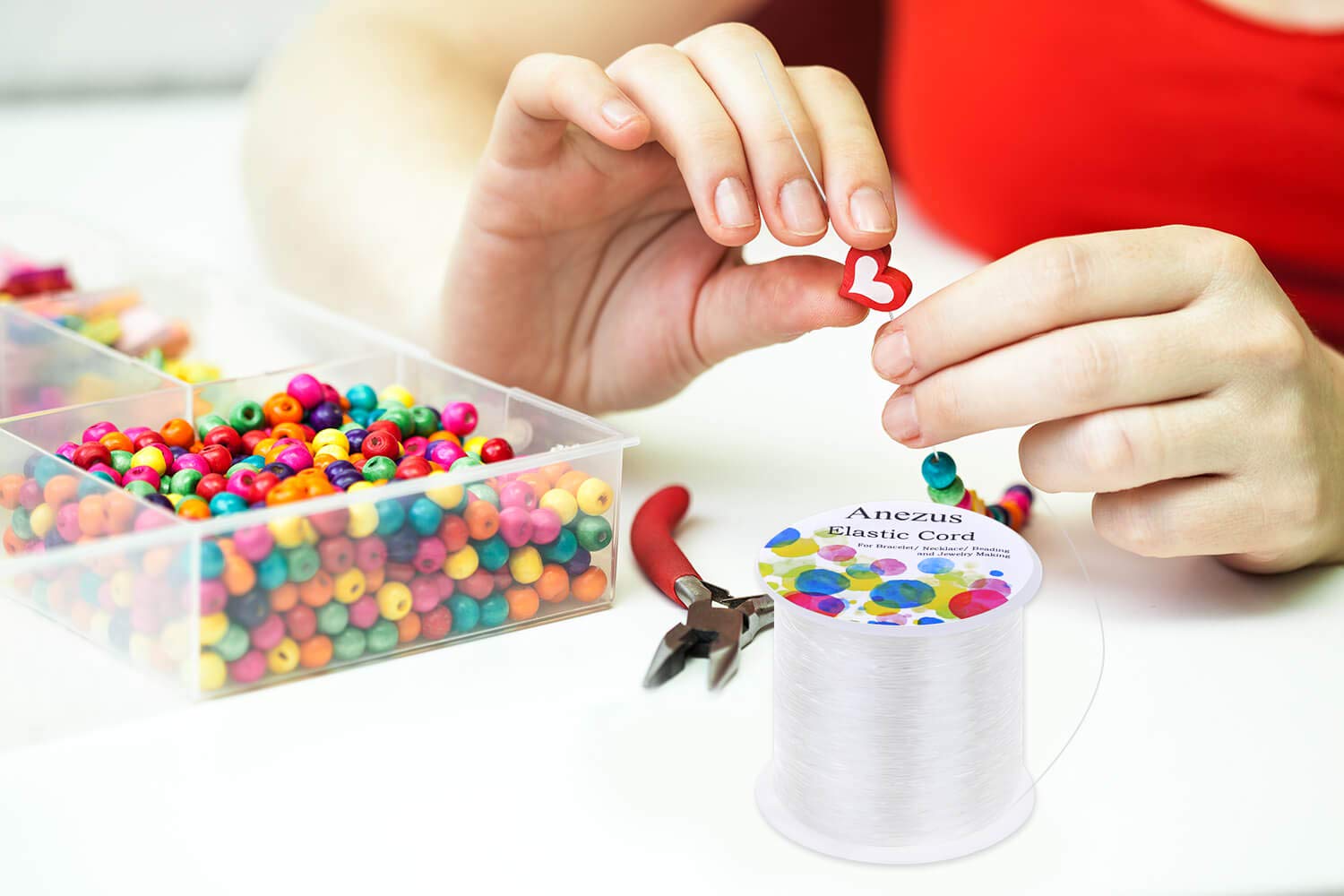 Anezus 1mm Elastic Stretch Cord for Bracelet Making - Jewelry String for Beading, DIY Crafts & Friendship Bracelets - Perfect for Handmade Jewelry, Beadwork & Craft Projects