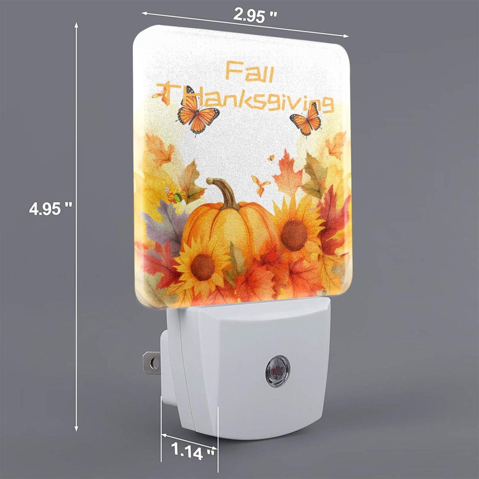 2 Pack Fall Sunflower Pumpkin Night Lights with Auto Sensor - Dusk to Dawn LED Plug-in Nightlight for Bedroom, Bathroom, Kitchen, Hallway & Stairs | Home Decor, Seasonal Autumn Decoration, Cozy Ambiance Lighting