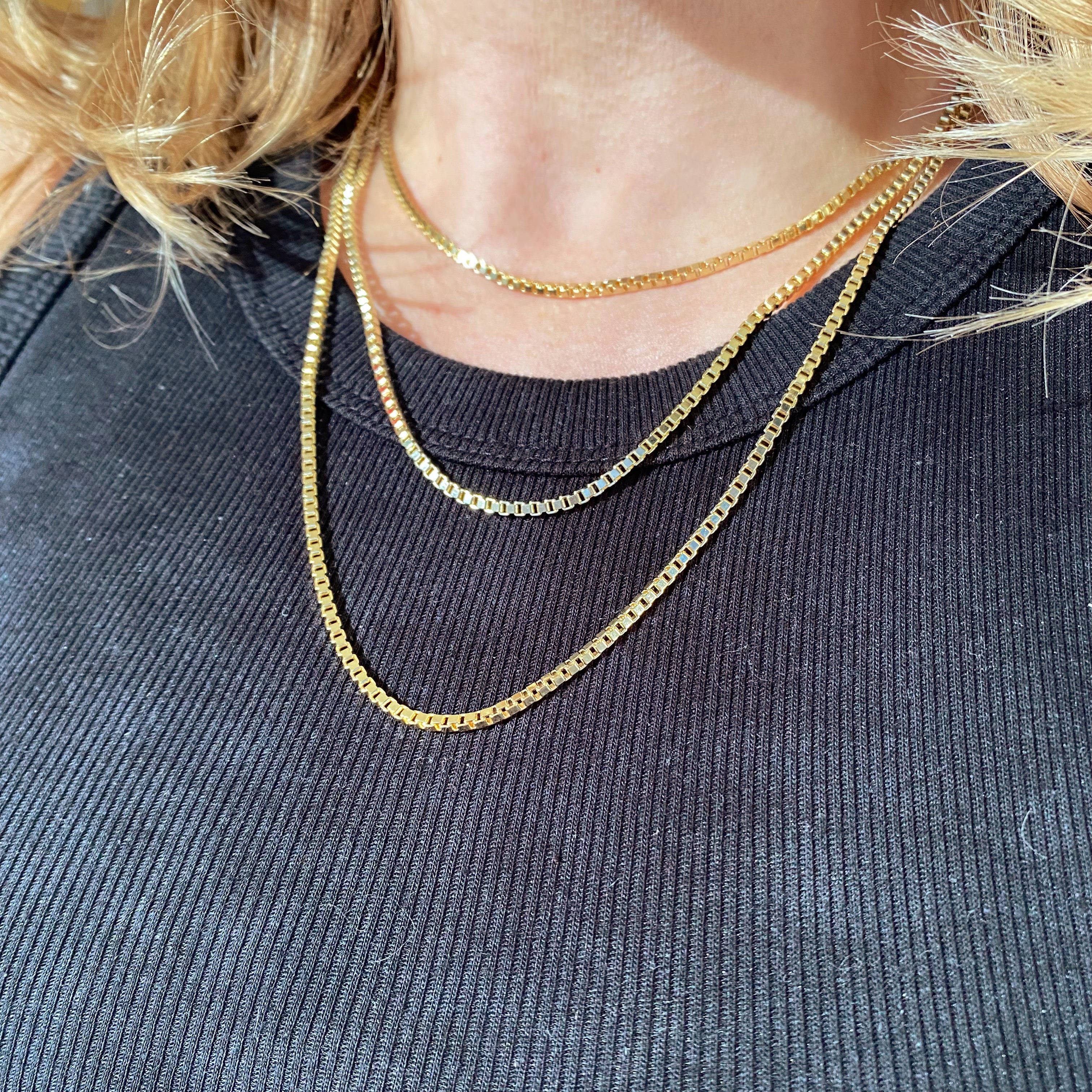 18K Gold Filled 2.0mm Box Chain Necklace for Women - Durable Layering Necklace, Gift for Her, Perfect for Everyday Wear & Special Occasions