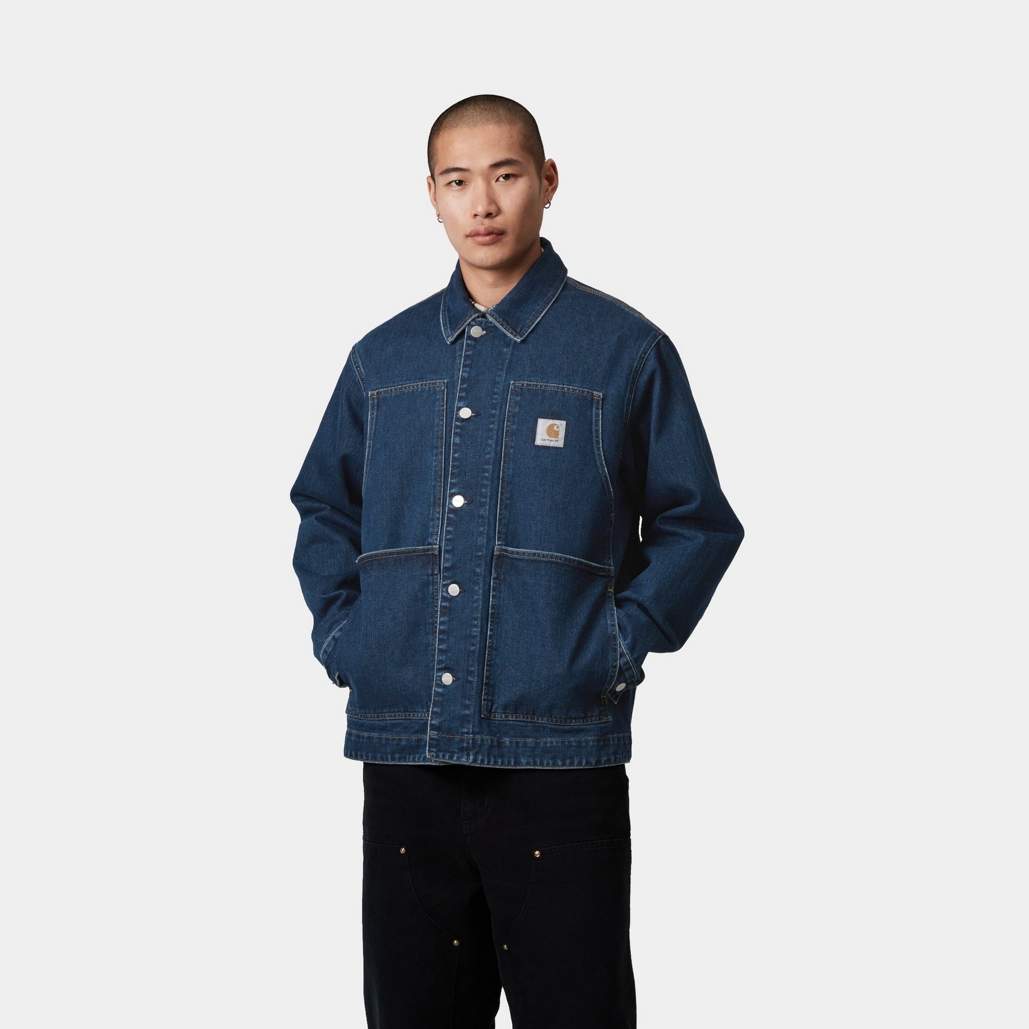 OG Double Front Jacket - Stone Washed Blue Denim Jacket for Men & Women | Vintage Style Outerwear for Casual Wear, Street Fashion & Fall Layering