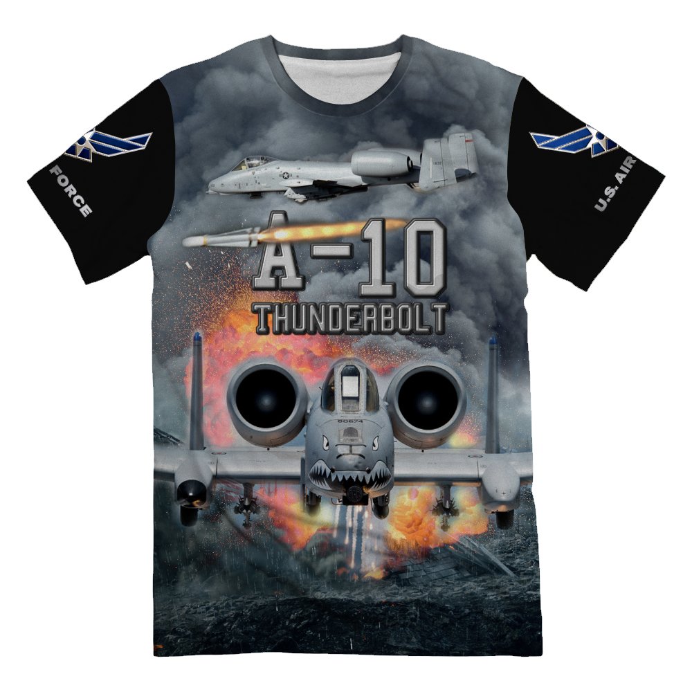 A-10 Thunderbolt Warthog 3D Printed Military T-Shirt - Cool Graphic Tee for Men - Perfect for Veterans, Air Force Fans & Casual Wear
